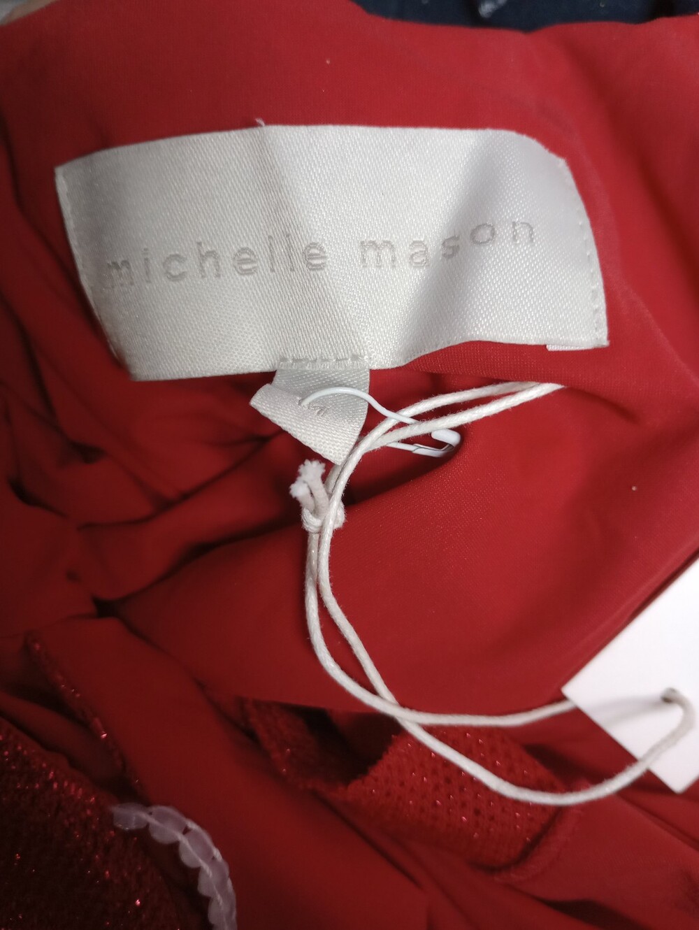 Red Sparkle Halter Mini Dress with V-Neck - Picture 8 of 8